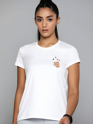 SZN Graphic Print Women Round Neck White T-Shirt