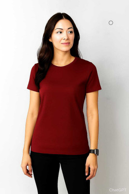 Italiancreation Solid Couple Round Neck Maroon T-Shirt