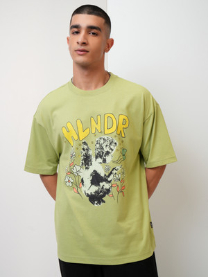 HIGHLANDER Printed Men Round Neck Green T-Shirt