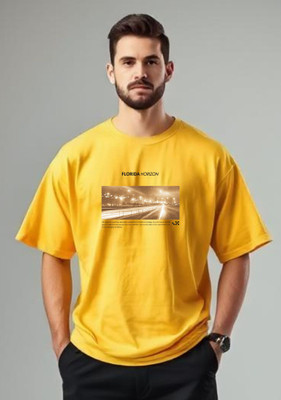 UrGear Graphic Print Men Round Neck Yellow T-Shirt