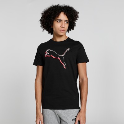 PUMA Printed Men Round Neck Black T-Shirt