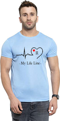 Tee Gallery Printed Men Round Neck Light Blue T-Shirt