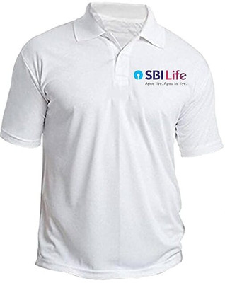 PrintHolic Solid Men Polo Neck White T-Shirt
