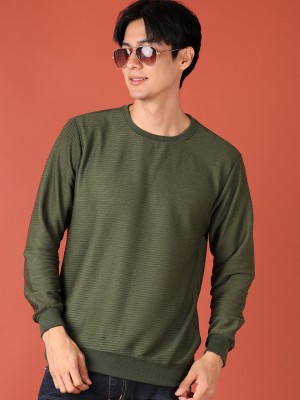 V-MART Solid Men Round Neck Dark Green T-Shirt