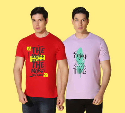 WOOSTRO Printed Men Round Neck Multicolor T-Shirt