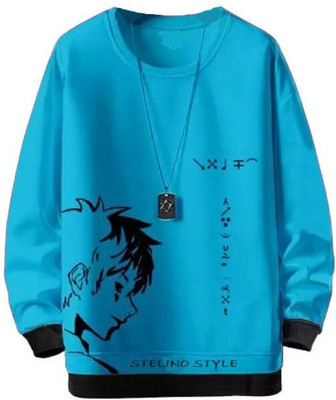 cnw Graphic Print Men Round Neck Blue T-Shirt