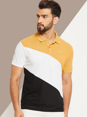 OGEN Printed Men Polo Neck Beige T-Shirt
