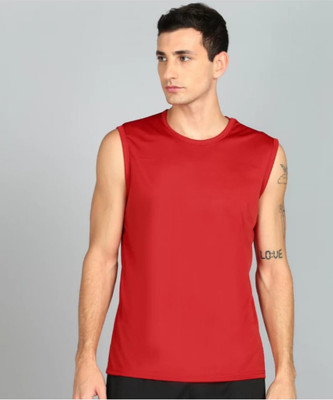 Jangoboy Solid Men Round Neck Red T-Shirt