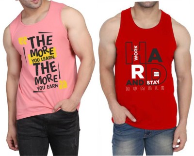 Restore Printed Men Round Neck Pink, Red, Multicolor T-Shirt