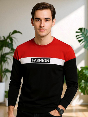 Autna Colorblock Men Round Neck Red T-Shirt