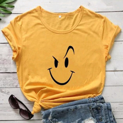 SAHAL Printed Women Round Neck Yellow T-Shirt