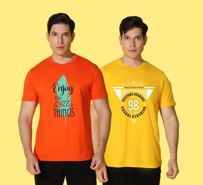 WOOSTRO Printed Men Round Neck Multicolor T-Shirt