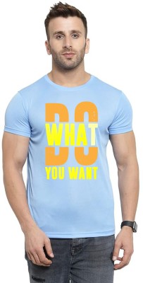 ManGOD Printed Men Round Neck Blue T-Shirt