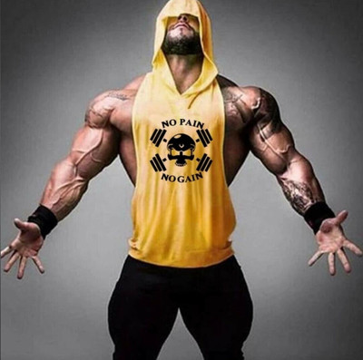 SPOWEARY Printed Men Hooded Neck Yellow T-Shirt