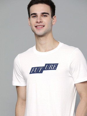 Mast & Harbour Typography Men Round Neck White T-Shirt