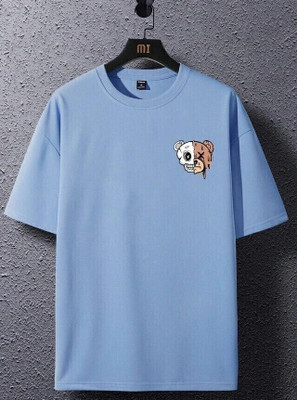 FURRR Printed Men Round Neck Light Blue T-Shirt