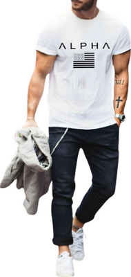 SPOWEARY Printed Men Round Neck White T-Shirt