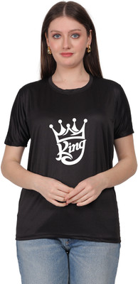 Chaitali Graphic Print Women Round Neck Black T-Shirt