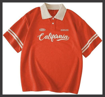 Hackmen Printed Men Polo Neck Orange T-Shirt