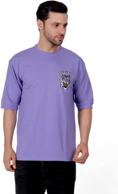 ZULX Printed Men Round Neck Purple T-Shirt