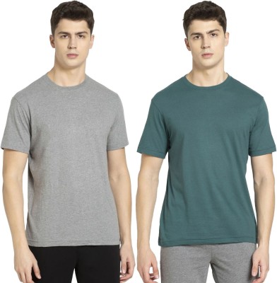 JOCKEY Solid Men Round Neck Grey, Green T-Shirt