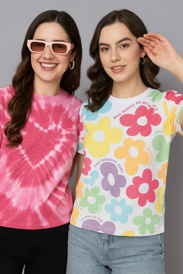 THE DRY STATE Graphic Print Women Round Neck Multicolor T-Shirt