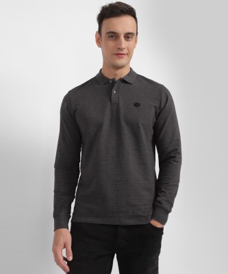 Allen Solly Solid Men Polo Neck Grey T-Shirt