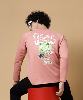 RIGO Printed, Typography Men Round Neck Pink T-Shirt