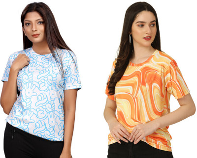 Apache Tie & Dye Women Round Neck Multicolor T-Shirt