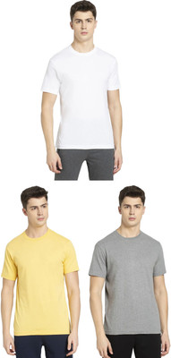 JOCKEY Solid Men Round Neck Yellow, Grey, White T-Shirt