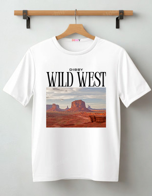 DIBBY Abstract Men Round Neck White T-Shirt