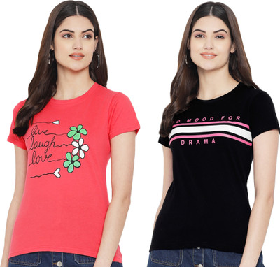 Tromko Printed Women Round Neck Multicolor T-Shirt