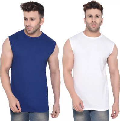 Moordale Fab Solid Men Round Neck Dark Blue, White T-Shirt