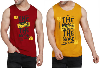 Restore Printed Men Round Neck Maroon, Yellow T-Shirt
