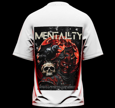 DARK DEVIL Self Design Men Round Neck White T-Shirt
