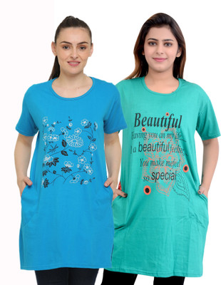 HouseOfCommon Printed Women Round Neck Multicolor T-Shirt