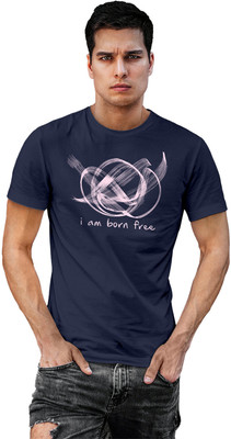 Fighterhero Printed Men Round Neck Navy Blue T-Shirt
