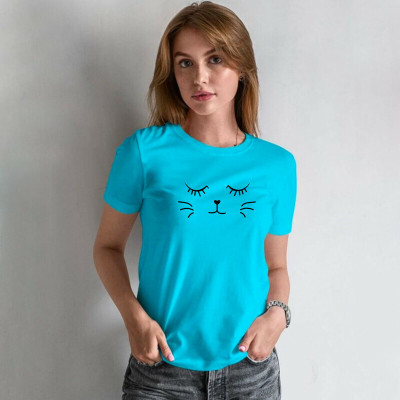 Trendtee Printed Women Round Neck Blue T-Shirt