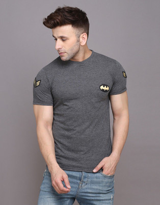 tfurnish Printed Men Round Neck Grey T-Shirt