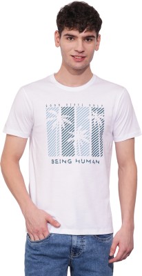 BEING HUMAN Printed Men Crew Neck White T-Shirt