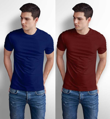stylesmyth Solid Men Round Neck Multicolor T-Shirt