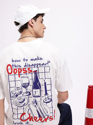 Kook N Keech Printed Men Round Neck White T-Shirt