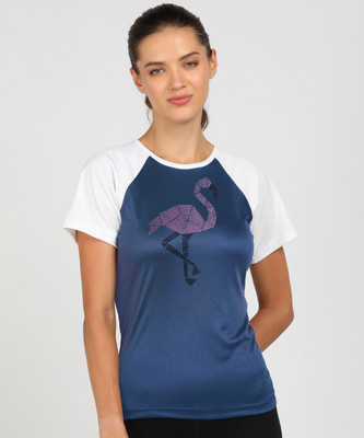 Shashvi Fashion Graphic Print Women Round Neck Blue, White T-Shirt