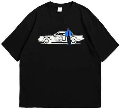 inblak Printed Men Round Neck Reversible Black T-Shirt