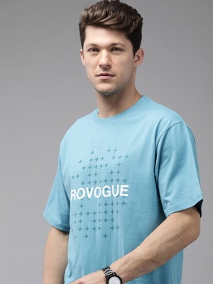 PROVOGUE Printed Men Round Neck Blue T-Shirt