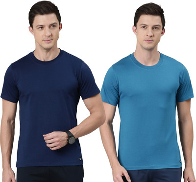 RUPA JON Solid Men Crew Neck Dark Blue, Blue T-Shirt