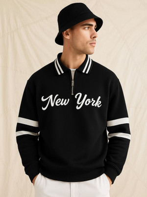 Jump Cuts Printed Men Polo Neck Black, White T-Shirt