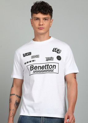 United Colors of Benetton Printed Men Round Neck White T-Shirt