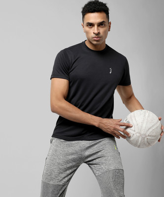 CAMPUS SUTRA Solid Men Round Neck Black T-Shirt