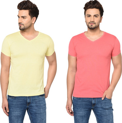 Tresna Fab Solid Men V Neck Multicolor T-Shirt